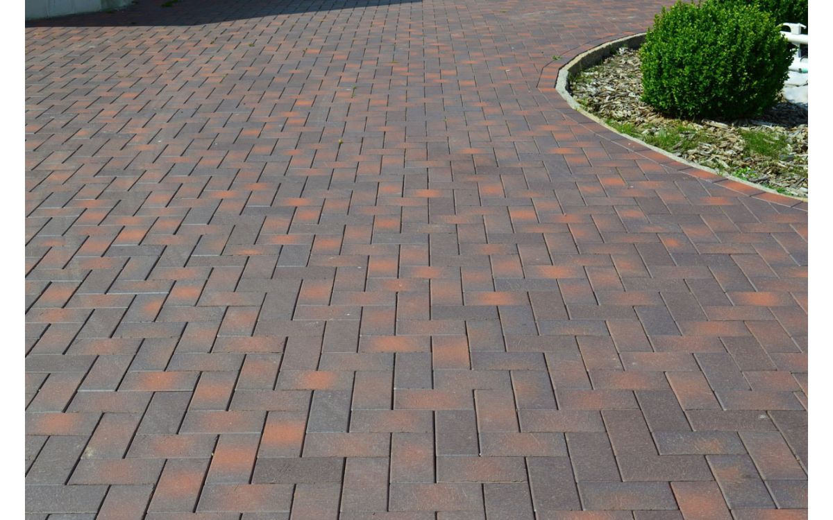 Тротуарная клинкерная брусчатка Vandersanden Calau 45 красно-синяя, 200*100*45 мм